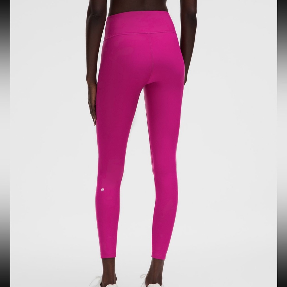 Lululemon fleece high rise running tights. Size 6, length 28” color raspberry